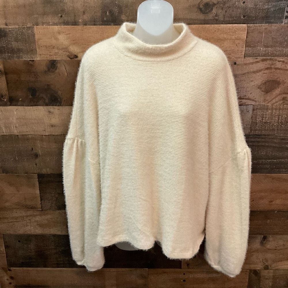 Sanctuary Sweater Funnel Neck Drop Shoulder Tan Balloon Sleeves Women 1X - Picture 12 of 12